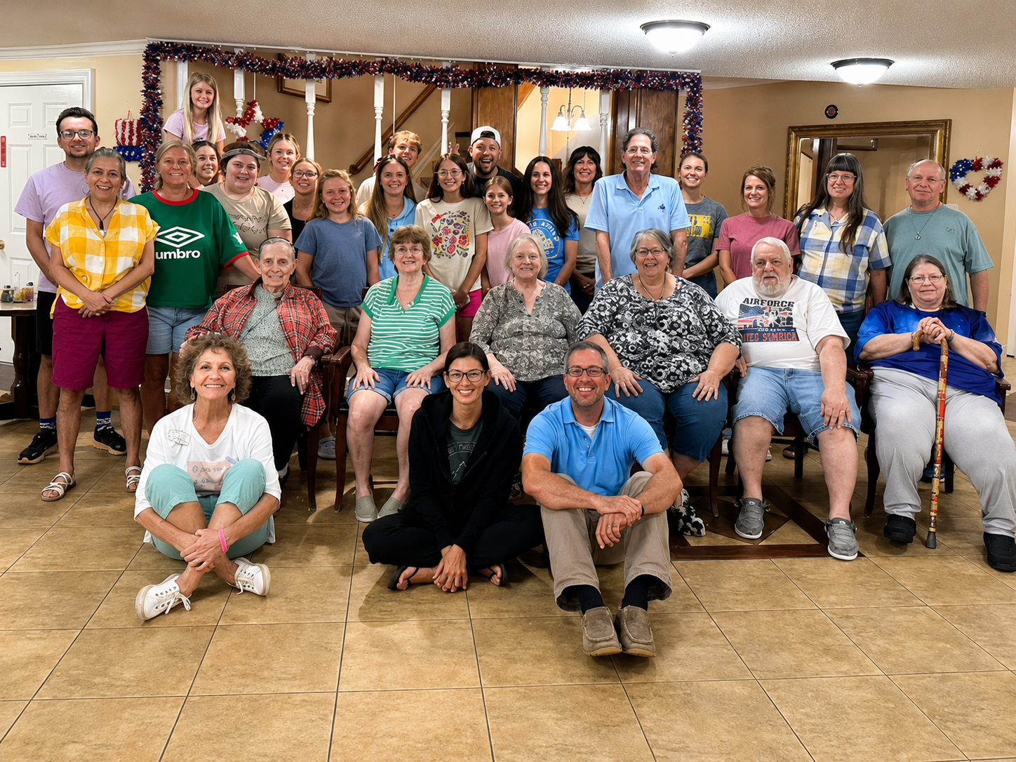 Residents, families and associates gathered in the Autumn Ridge lobby for a community event
