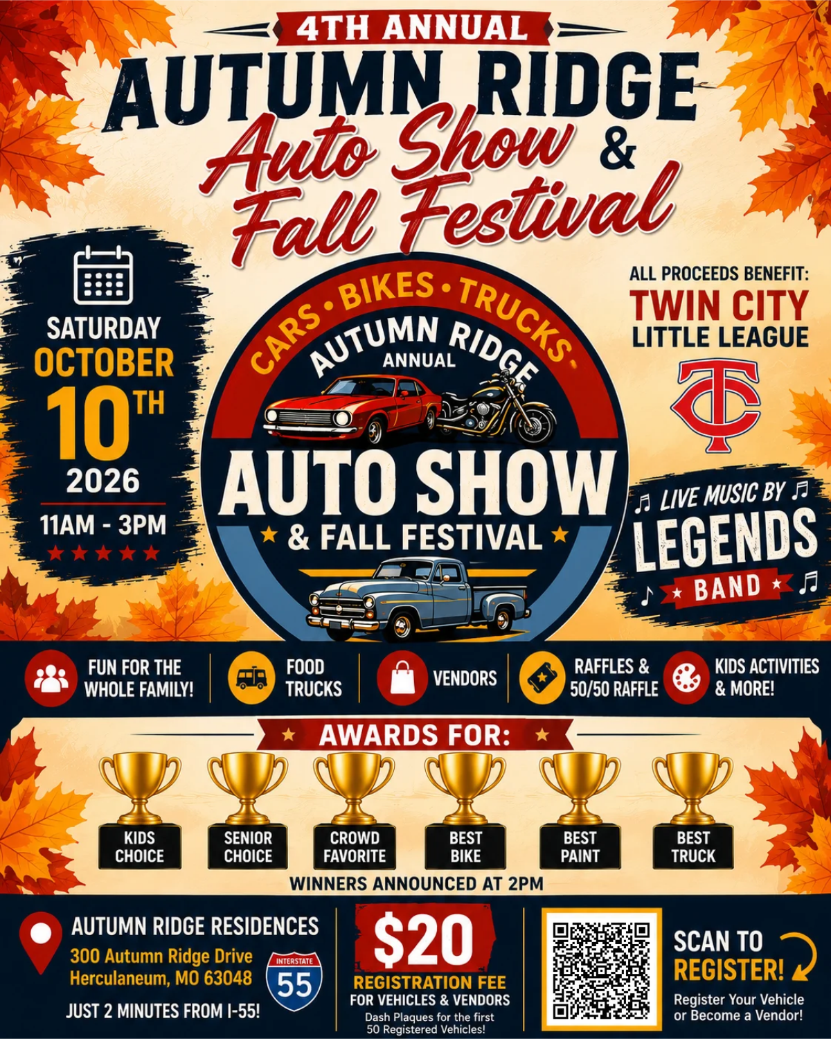 Flyer for the 4th Annual Autumn Ridge Auto Show and Fall Festival