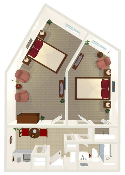 Senior living deluxe companion suite at Autumn Ridge Residences